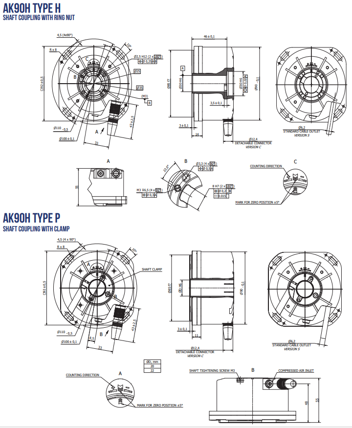 AK90H Absolute Angle Encoder Drawing